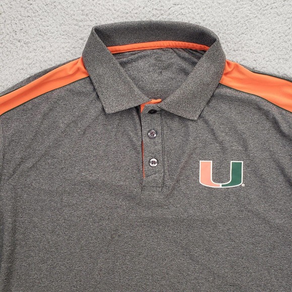 University of Miami Hurricanes Shirt Mens Large Gray Short Sleeve Polo - Picture 8 of 11